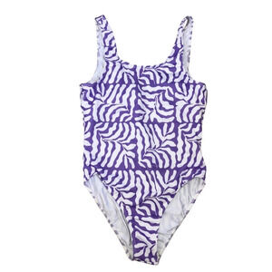 New Real Essentials One Piece Lilac Purple White Swimsuit Large